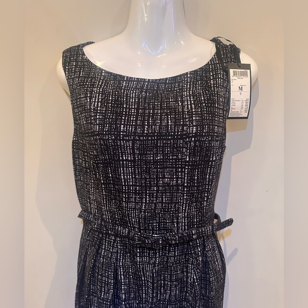 Mexx Black and White Textured Midi Dress